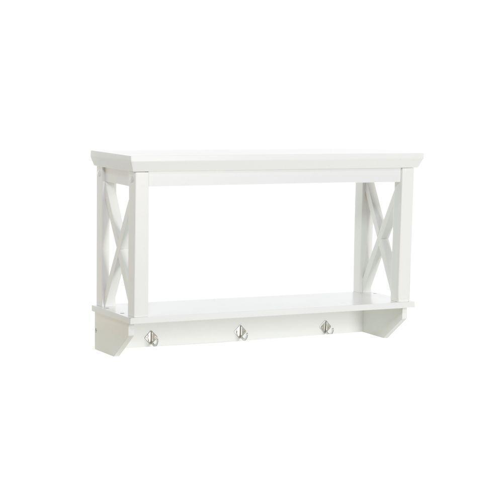 X-Frame 7-17/25 in. L x 15-7/20 in. H x 25-49/50 in. W Wall-Mount MDF 2-Shelf in White