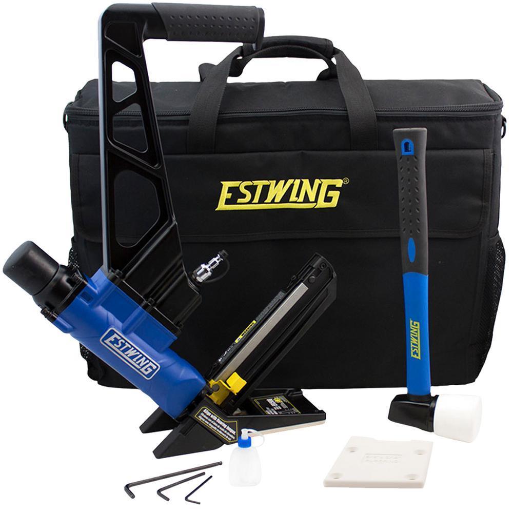 Pneumatic 2-in-1 15.5-Gauge and 16-Gauge 2 in. Flooring Nailer and Stapler with Bag