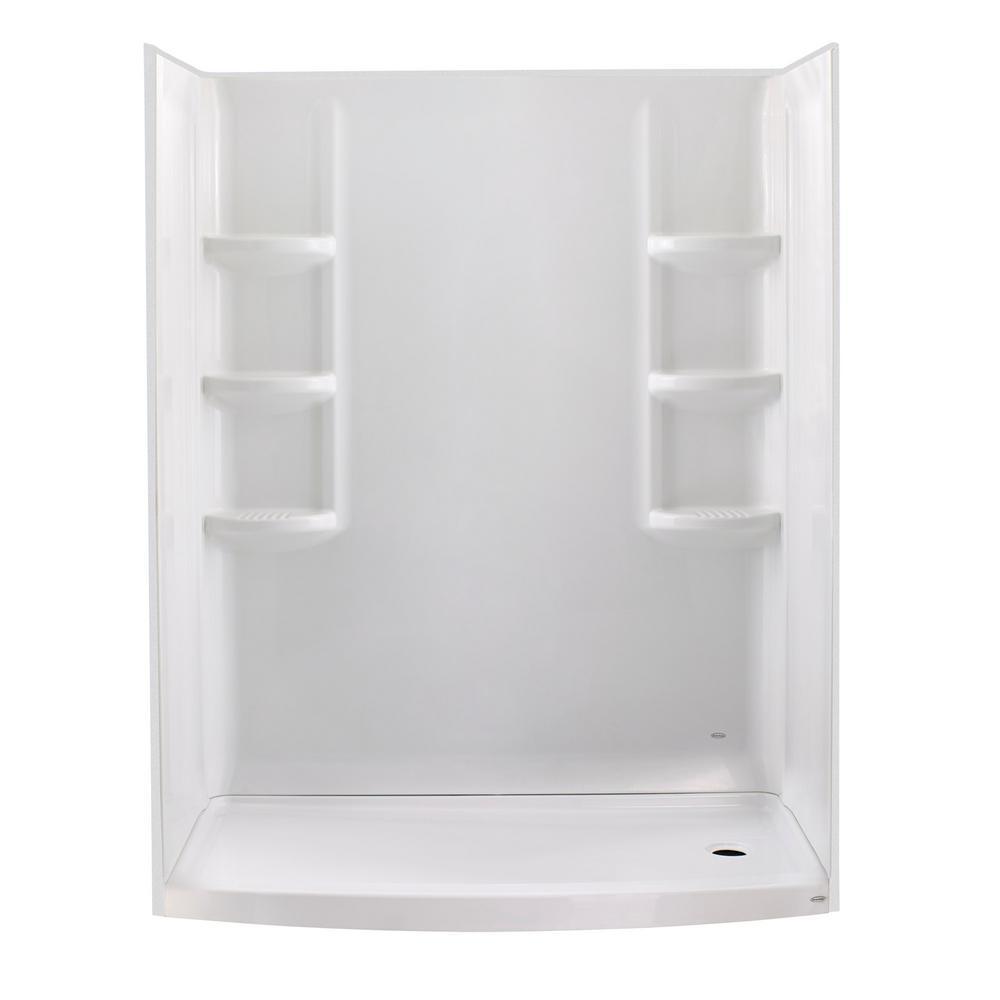 Ovation Curved 30 in. x 60 in. x 72 in. 3-piece Direct-to-Stud Alcove Shower Wall in Arctic White