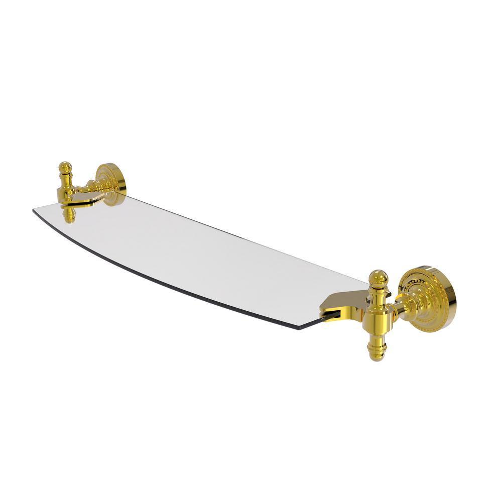 Retro Dot 18 in. Glass Shelf in Polished Brass