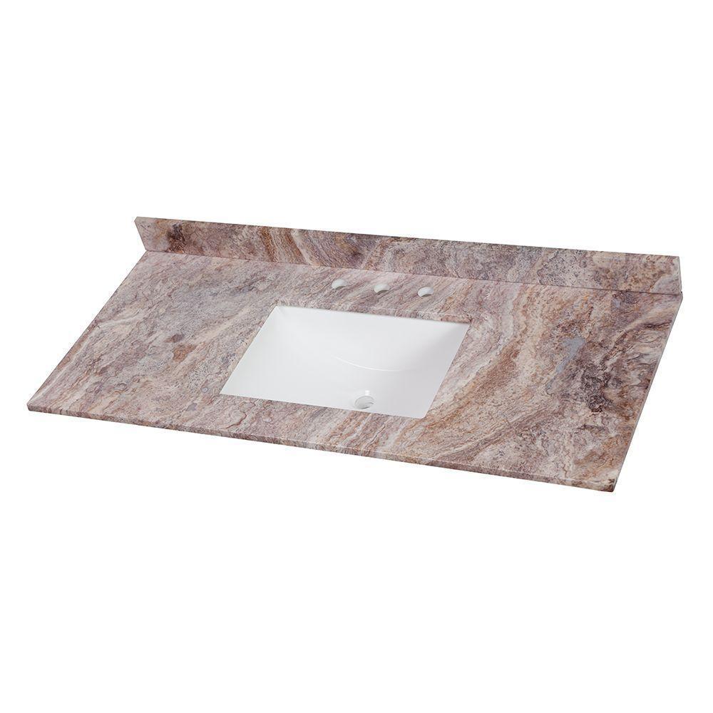 49 in. W x 22 in. D Stone Effects Single Sink Vanity Top in Cold Fusion