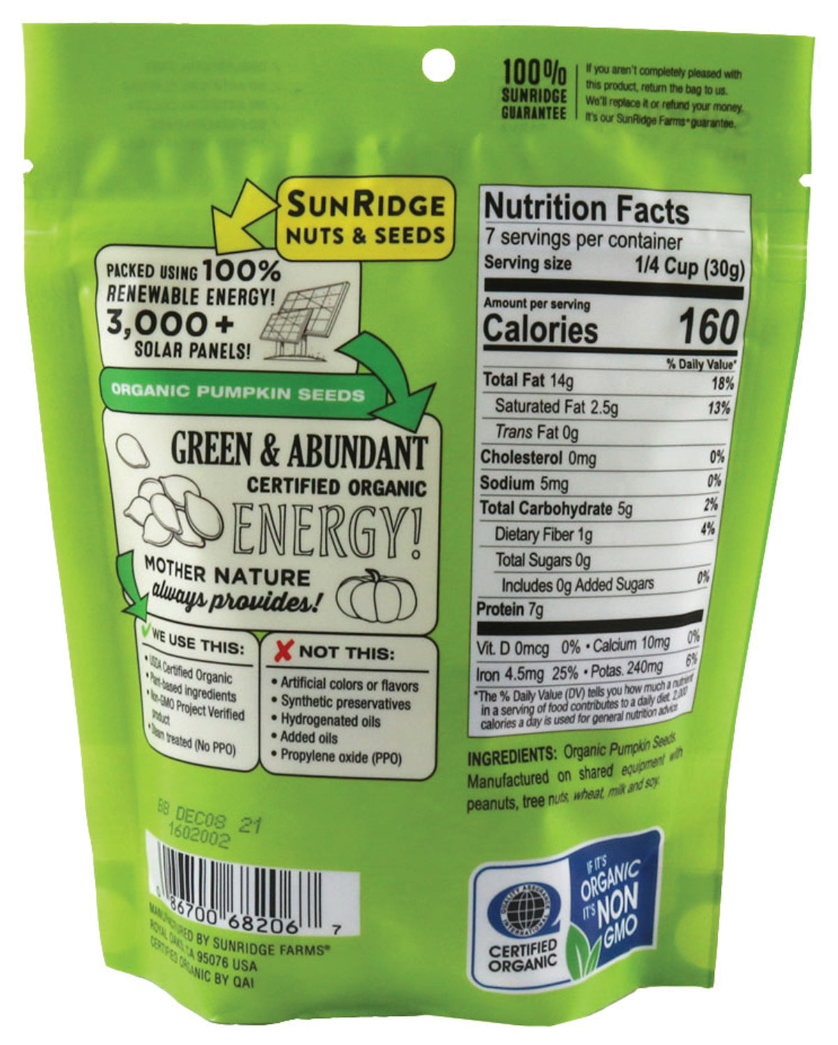 Sunridge Farms Organic Pumpkin Seeds - Nutrient-Rich Snack