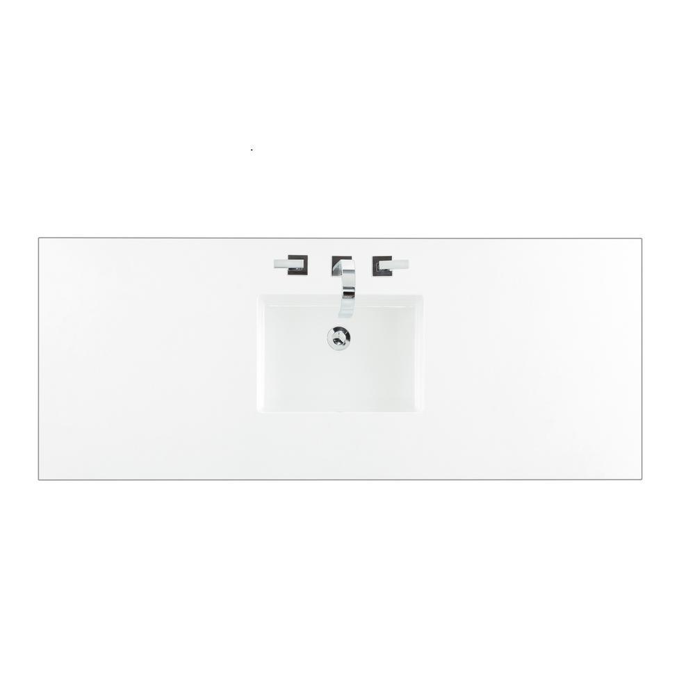 60 in. Single Basin Vanity Top in Classic White Silestone Quartz with White Basin