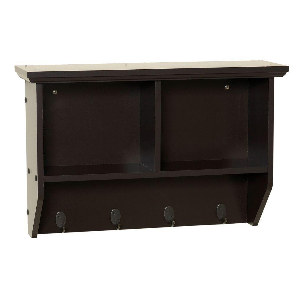 Collette 23 in. W Wall Cubby Shelf in Espresso
