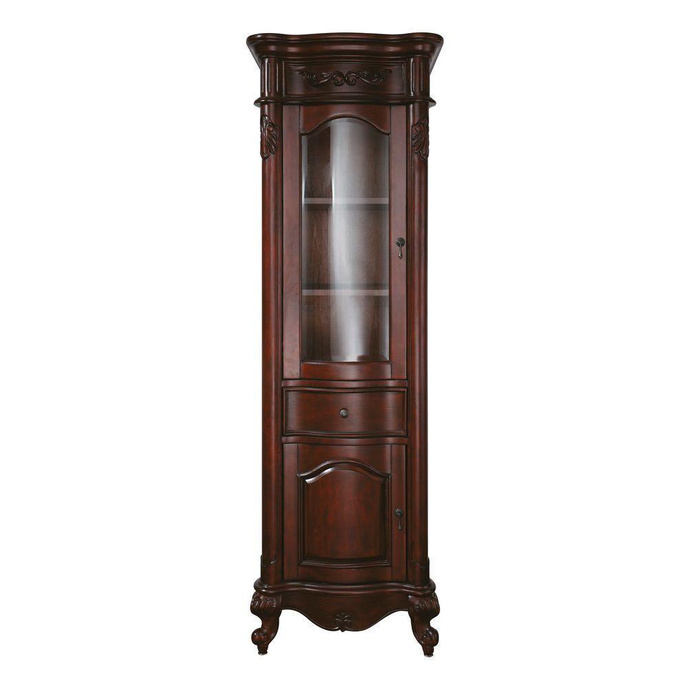 Provence 24 in. W x 72 in. H x 19-1/5 in. D Bathroom Linen Storage Tower Cabinet in Antique Cherry