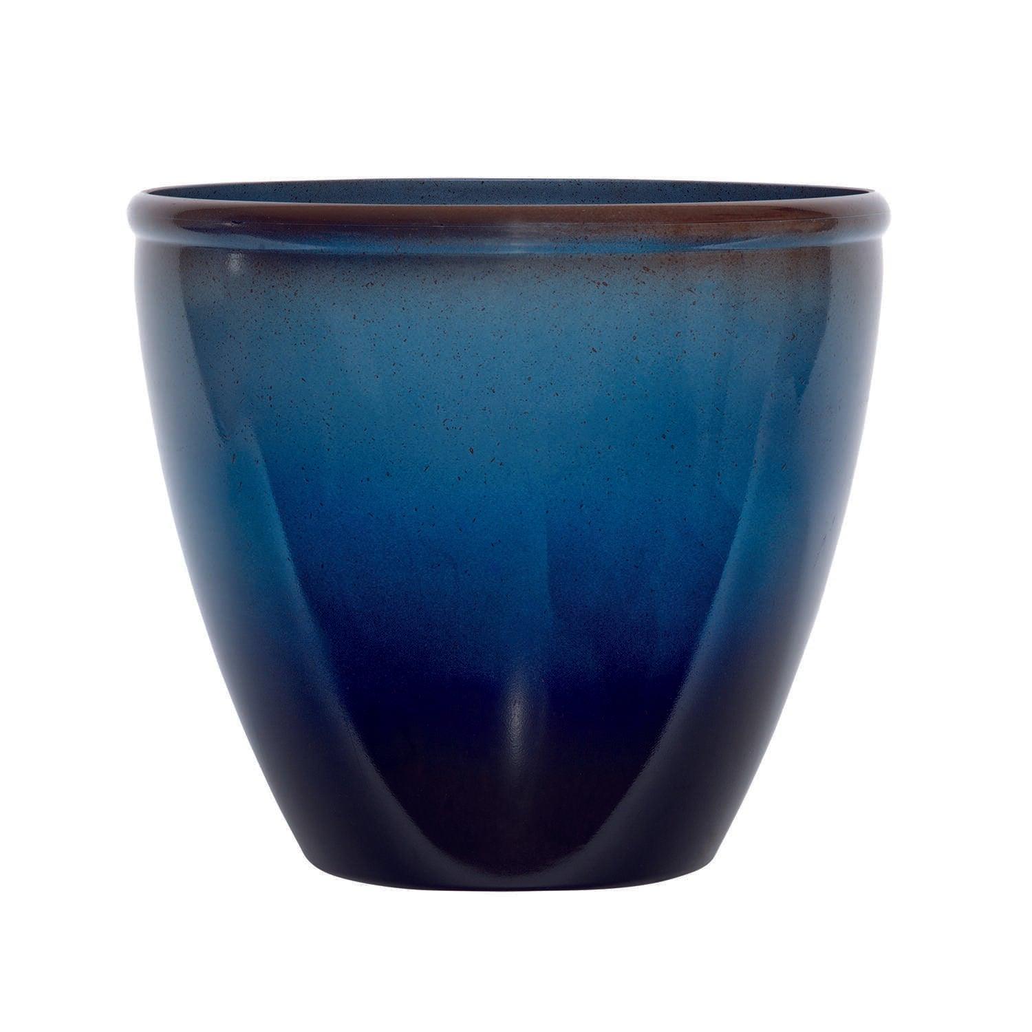 Suncast Seneca 14 in. H X 16 in. W Resin Modern Planter Blue/Brown