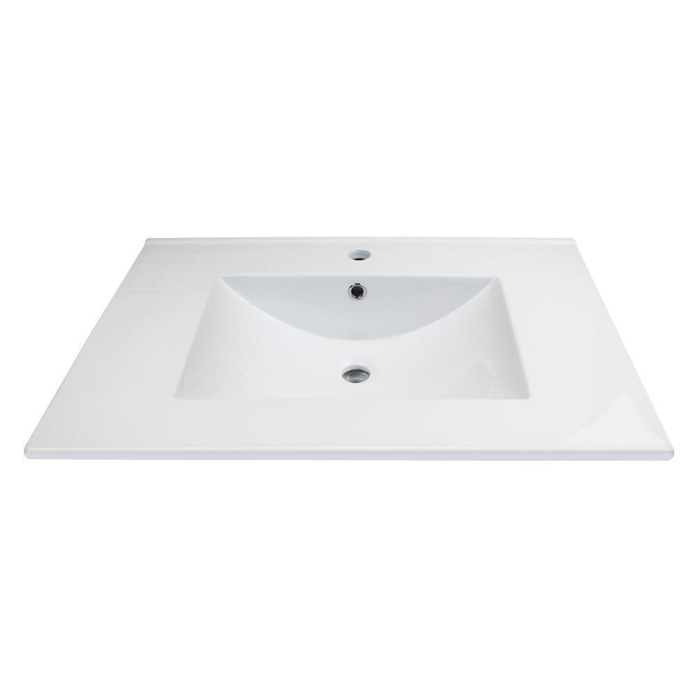 Juliette 31 in. W x 22 in. D Vitreous China Vanity Top in White with Single Faucet Hole