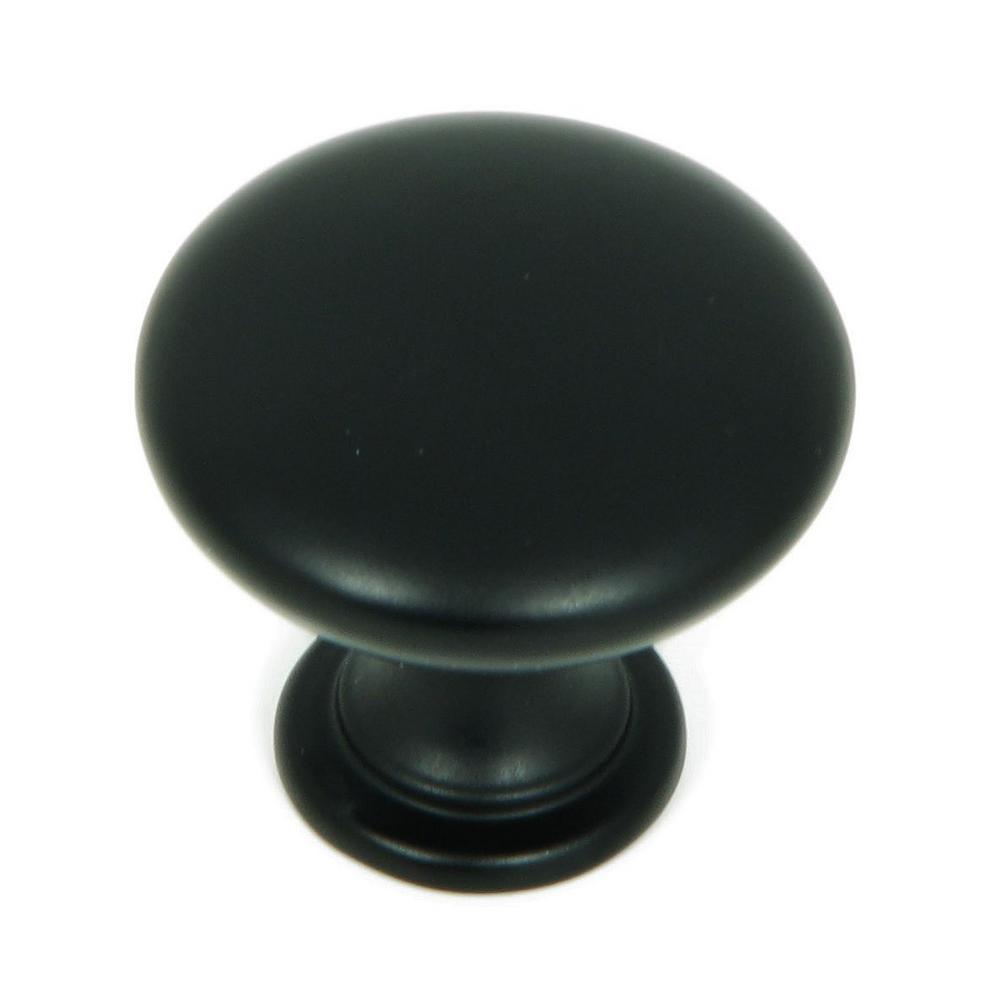 1.25 in. Matte Black Round Cabinet Knob (Pack of 10)