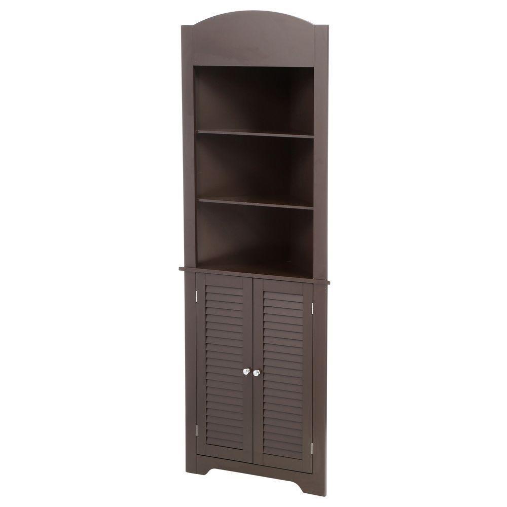 Ellsworth 23-1/4 in. W x 68-3/10 in. H x 11-1/2 D Corner Bathroom Linen Storage Tower Cabinet in Espresso