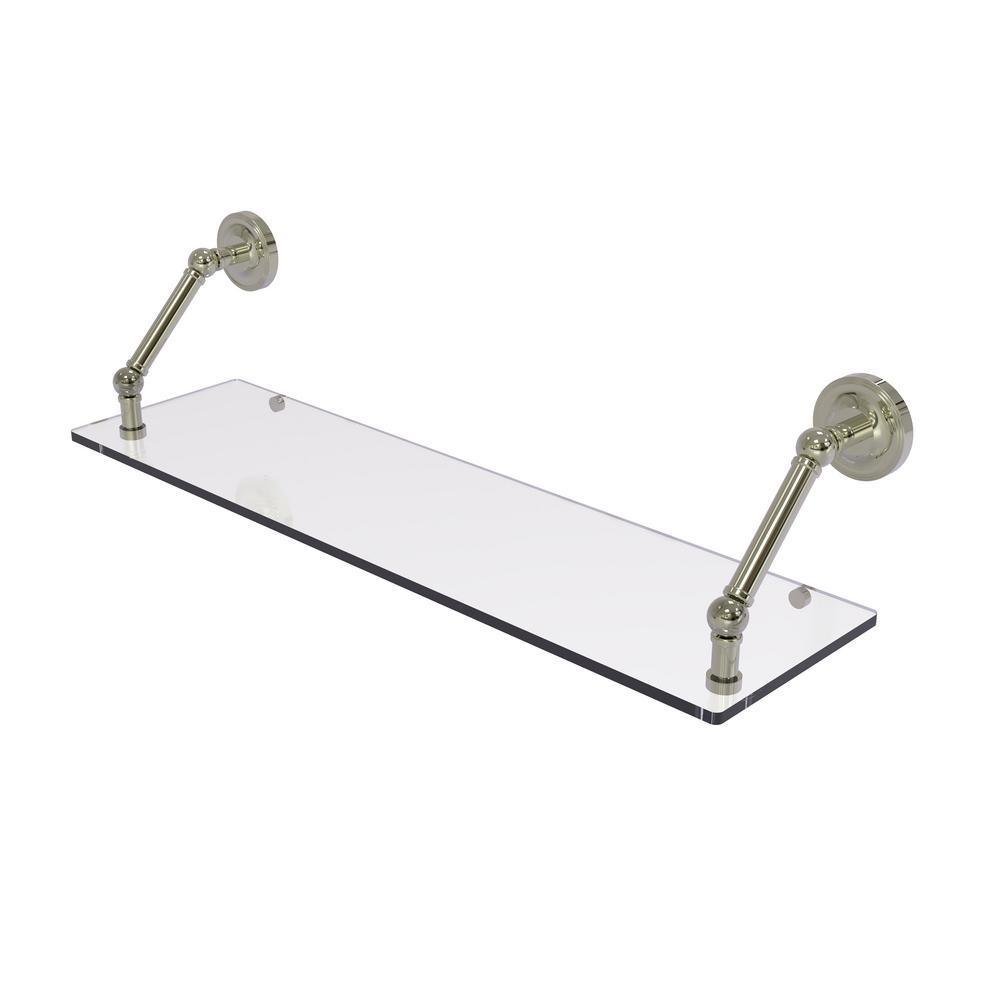 Prestige Regal Collection 30 in. Floating Glass Shelf in Polished Nickel