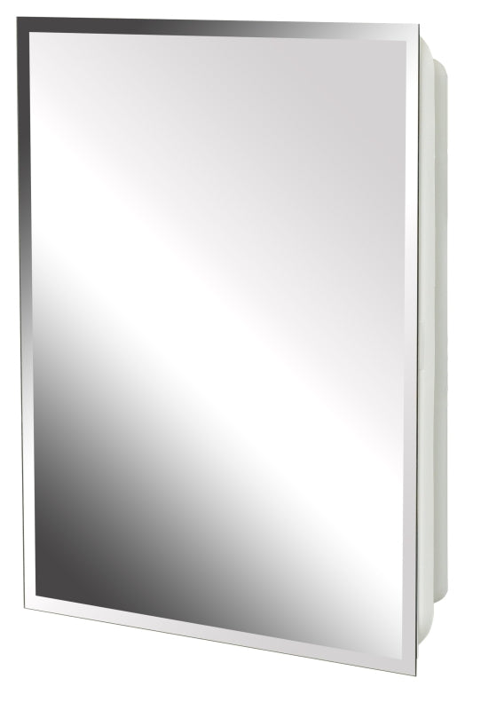 Zenith MP109 Medicine Cabinet, 16 in OAW, 4-1/2 in OAD, 20 in OAH, Polystyrene, Metallic, 2-Shelf