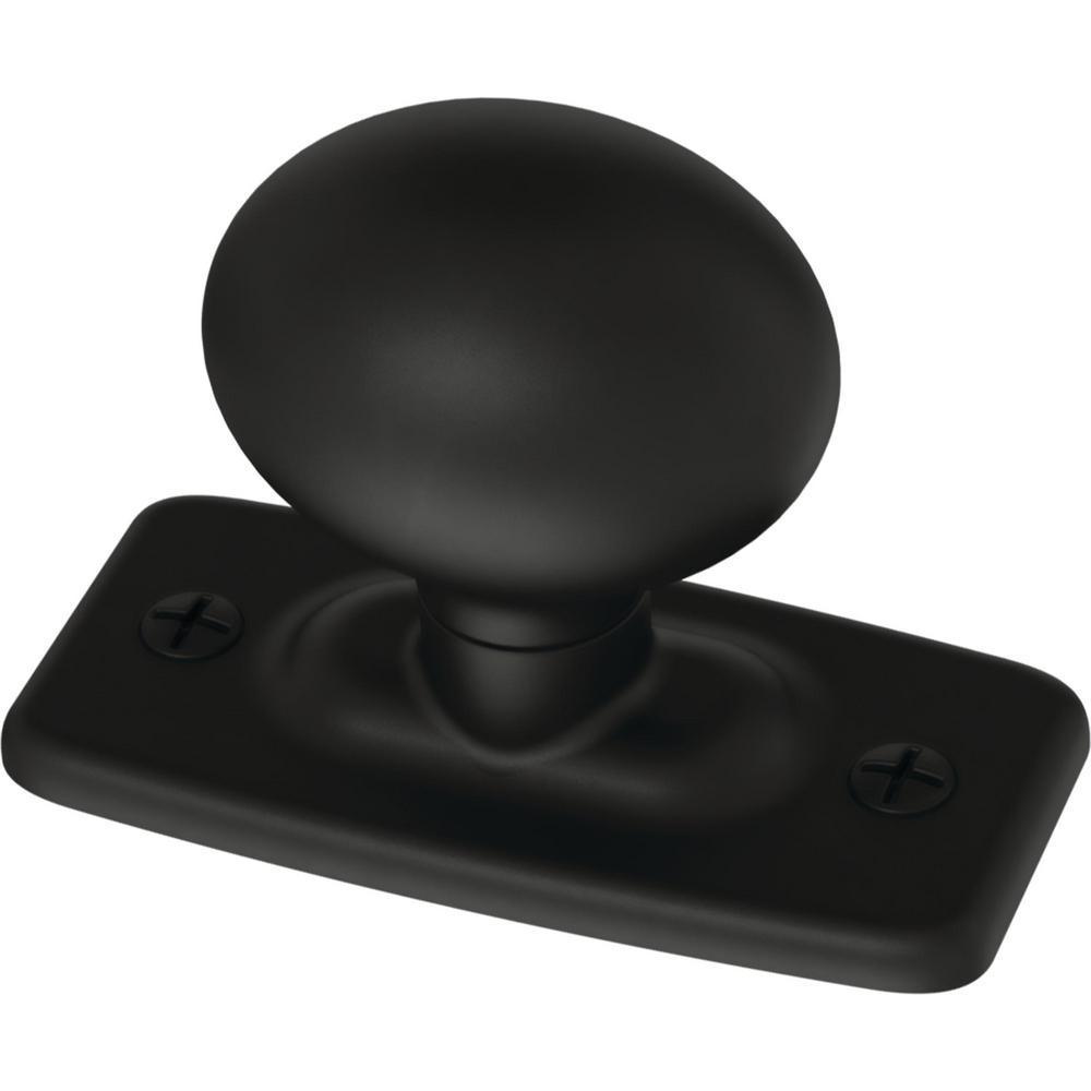 Iron Craft 1-1/4 in. (32 mm) Matte Black Cabinet Knob with Backplate