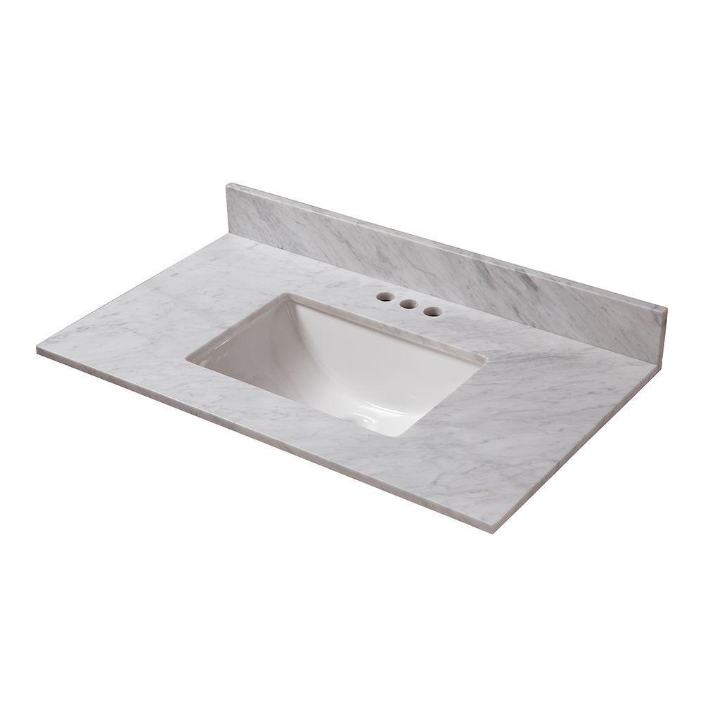 37 in. W x 19 in. D Marble Vanity Top in Carrara