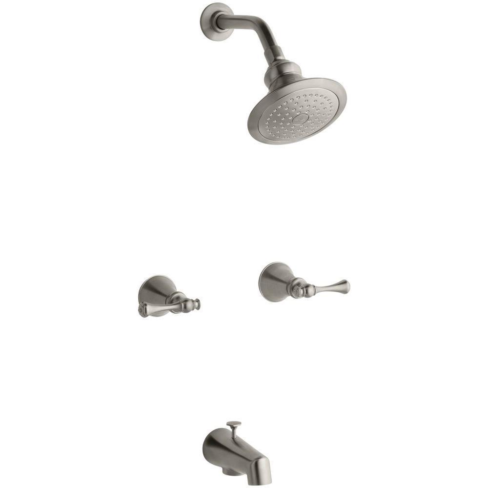 Revival 2-Handle 1-Spray Tub and Shower Faucet in Vibrant Brushed Nickel (Valve Included)