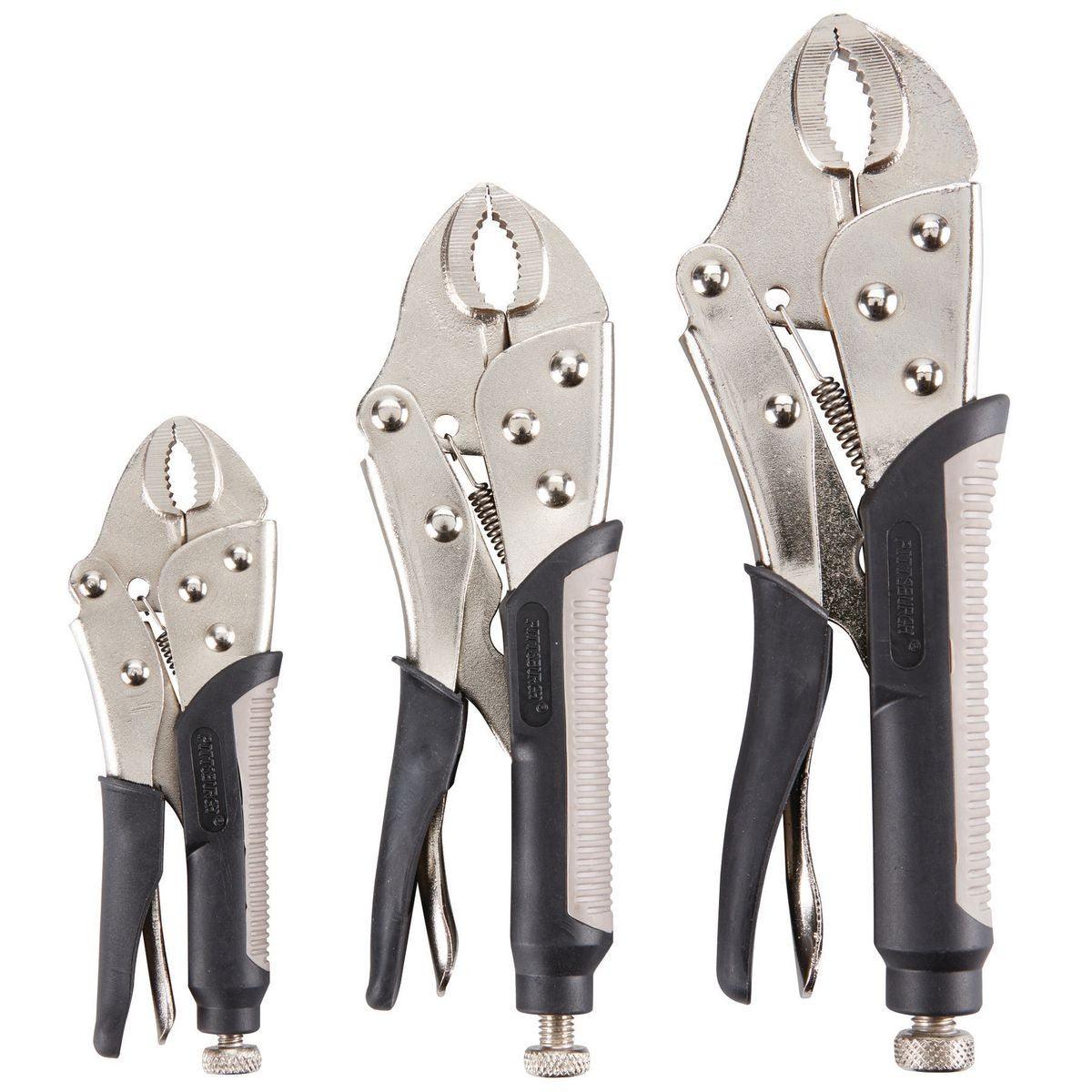 Curved Jaw Locking Pliers Set, 3 Pc.