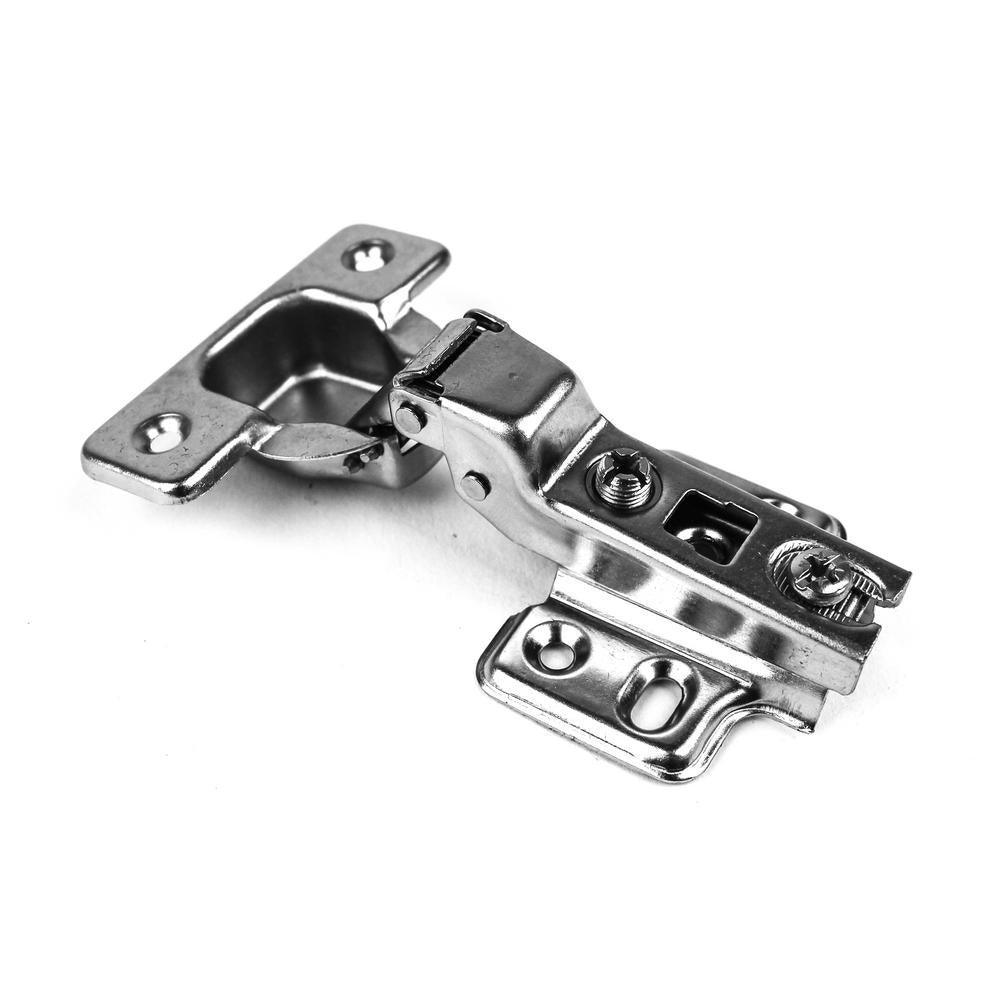 105-Degree 35 mm Half Overlay Frameless Cabinet Hinges with Installation Screws (15-Pairs)