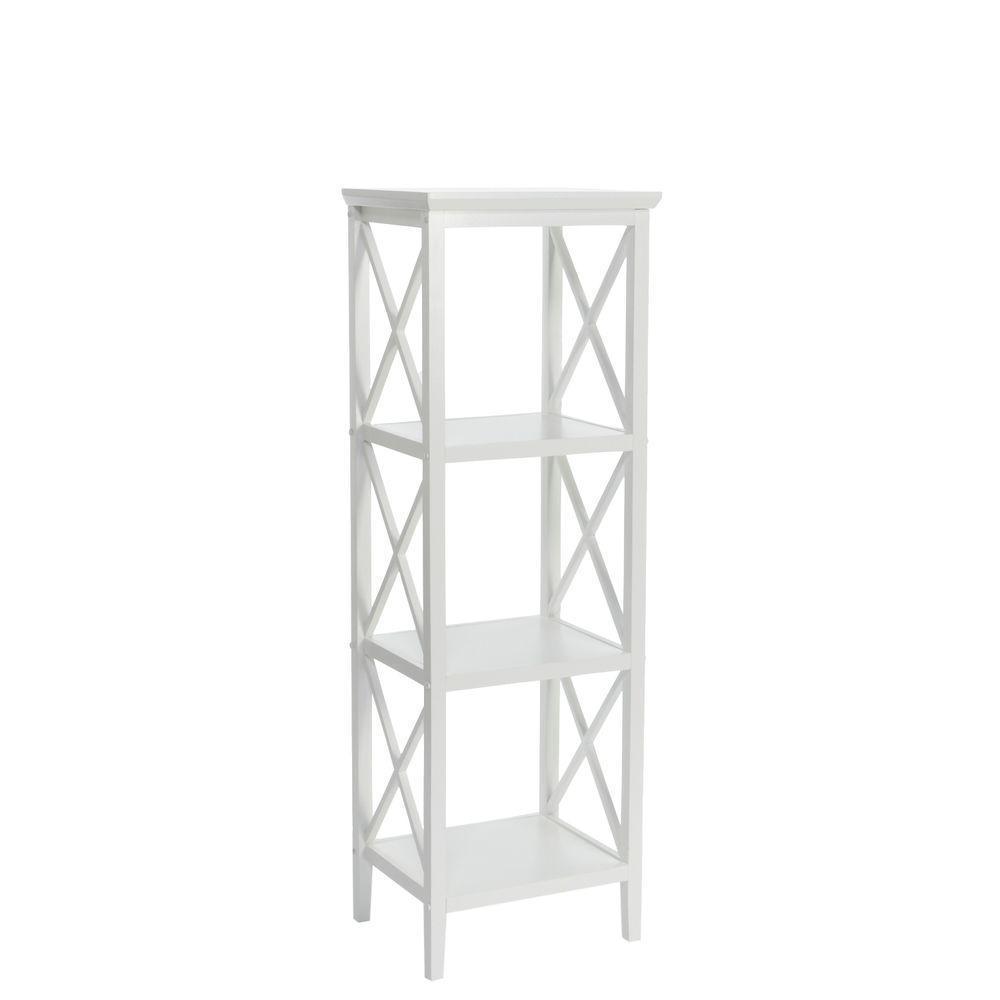 X-Frame 18.11 in. W Bathroom Towel Tower in White