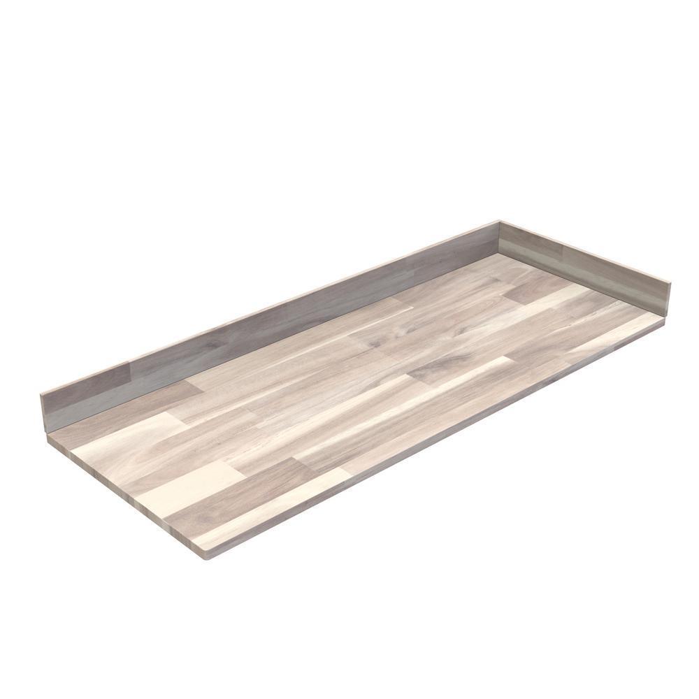 61 in. x 24 in. x 1 in. Acacia Vanity Top with Backsplash, Organic White