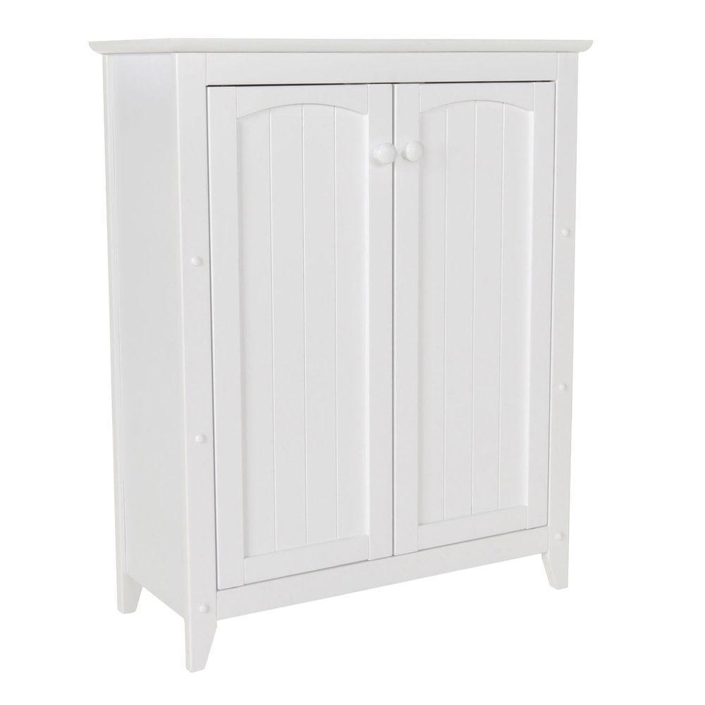 28-1/2 in. W x 36 in. H x 12-1/2 in. D Wood Bathroom Linen Storage Floor Cabinet in White