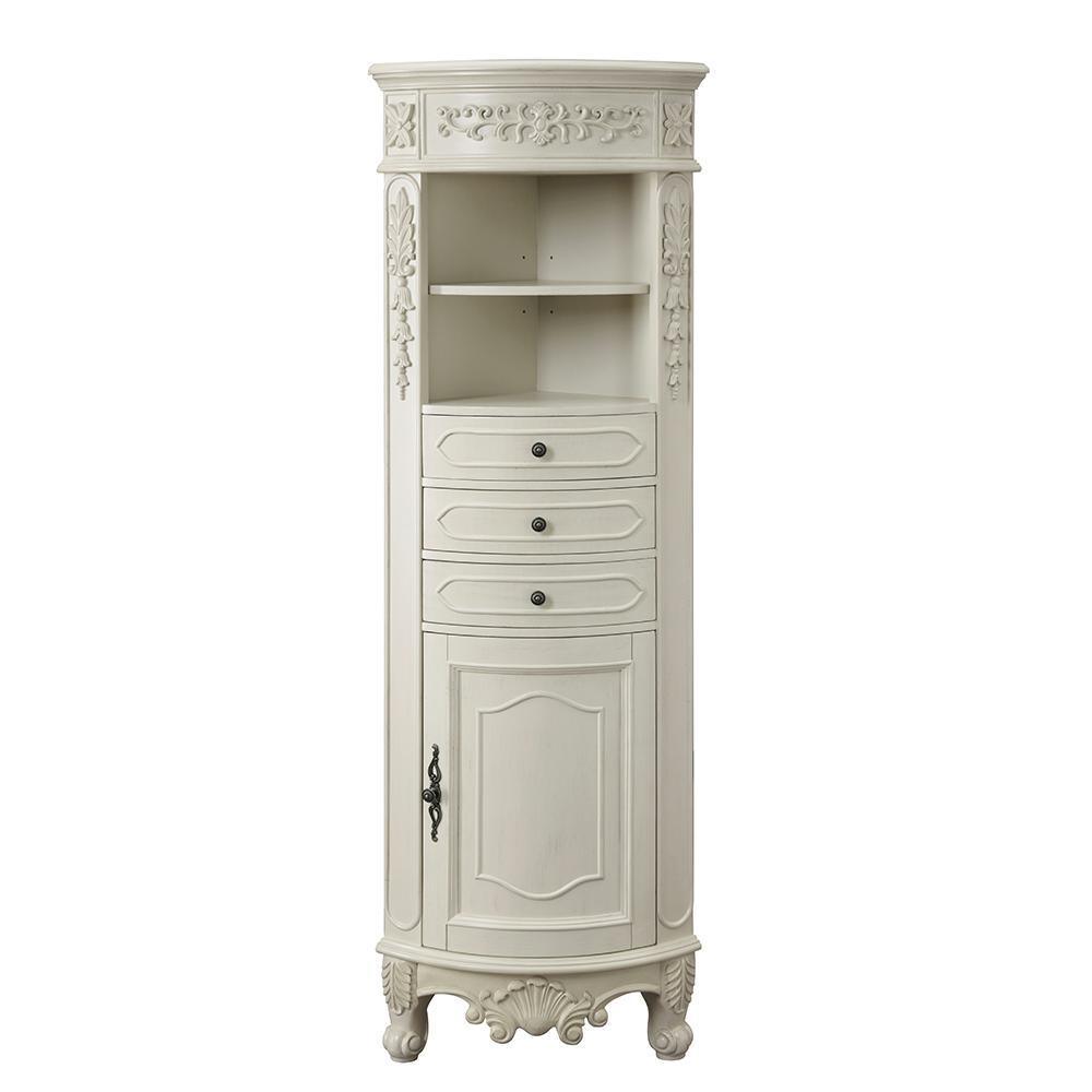 Winslow 22 in. W x 14 in. D x 67.5 in. H Single Door Linen Cabinet in Antique White