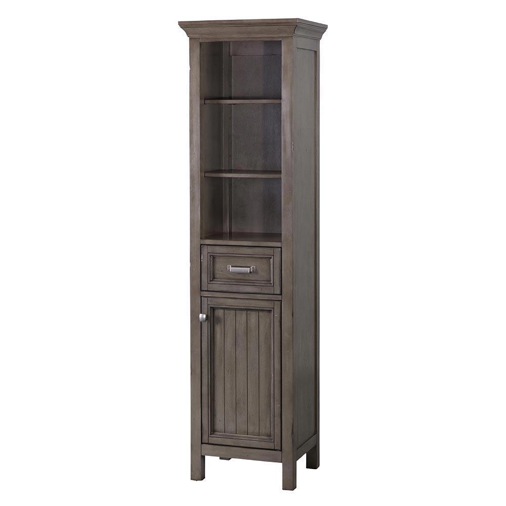 Brantley 19 in. W x 15 in. D x 70 in. H Linen Cabinet in Distressed Grey
