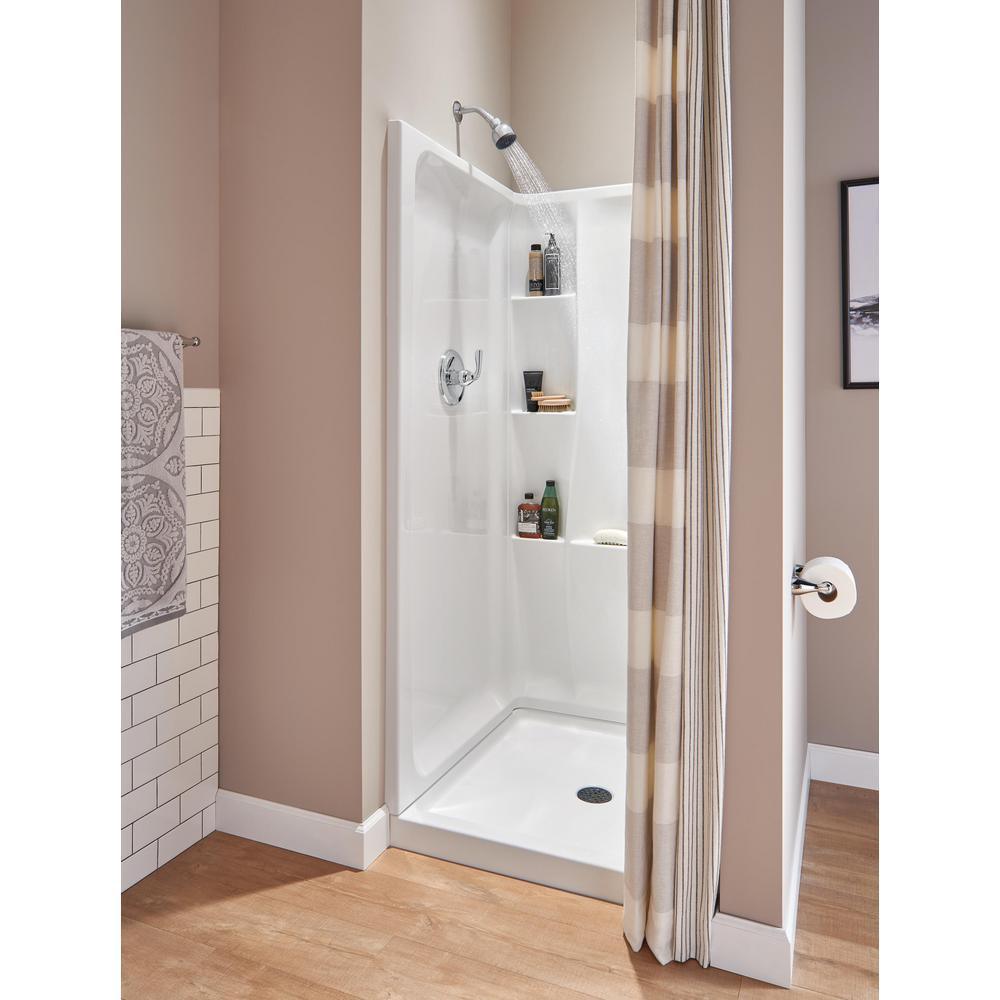 Classic 400 36 in. x 36 in. x 74 in. 3-Piece Direct-to-Stud Alcove Shower Surround in White