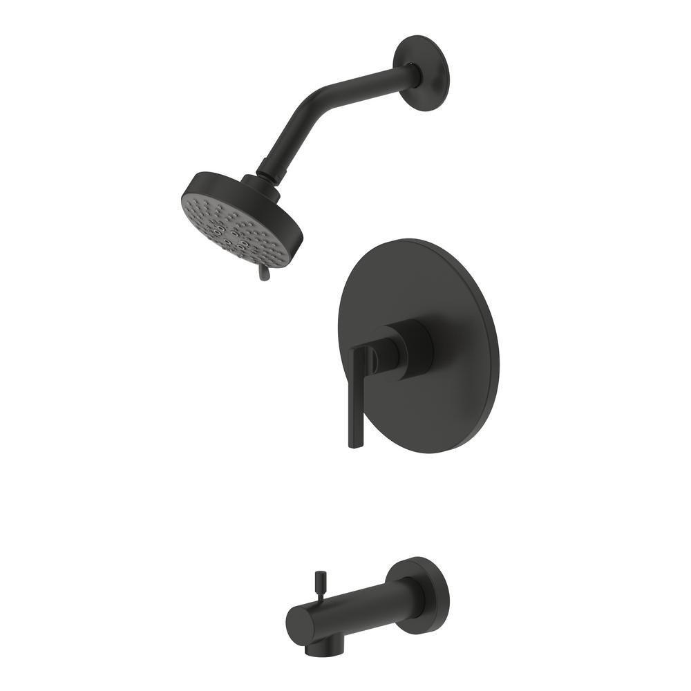 Saint-Lazare Single-Handle 4-Spray Settings Tub and Shower Faucet Set in Matte Black with Pressure Balance Valve
