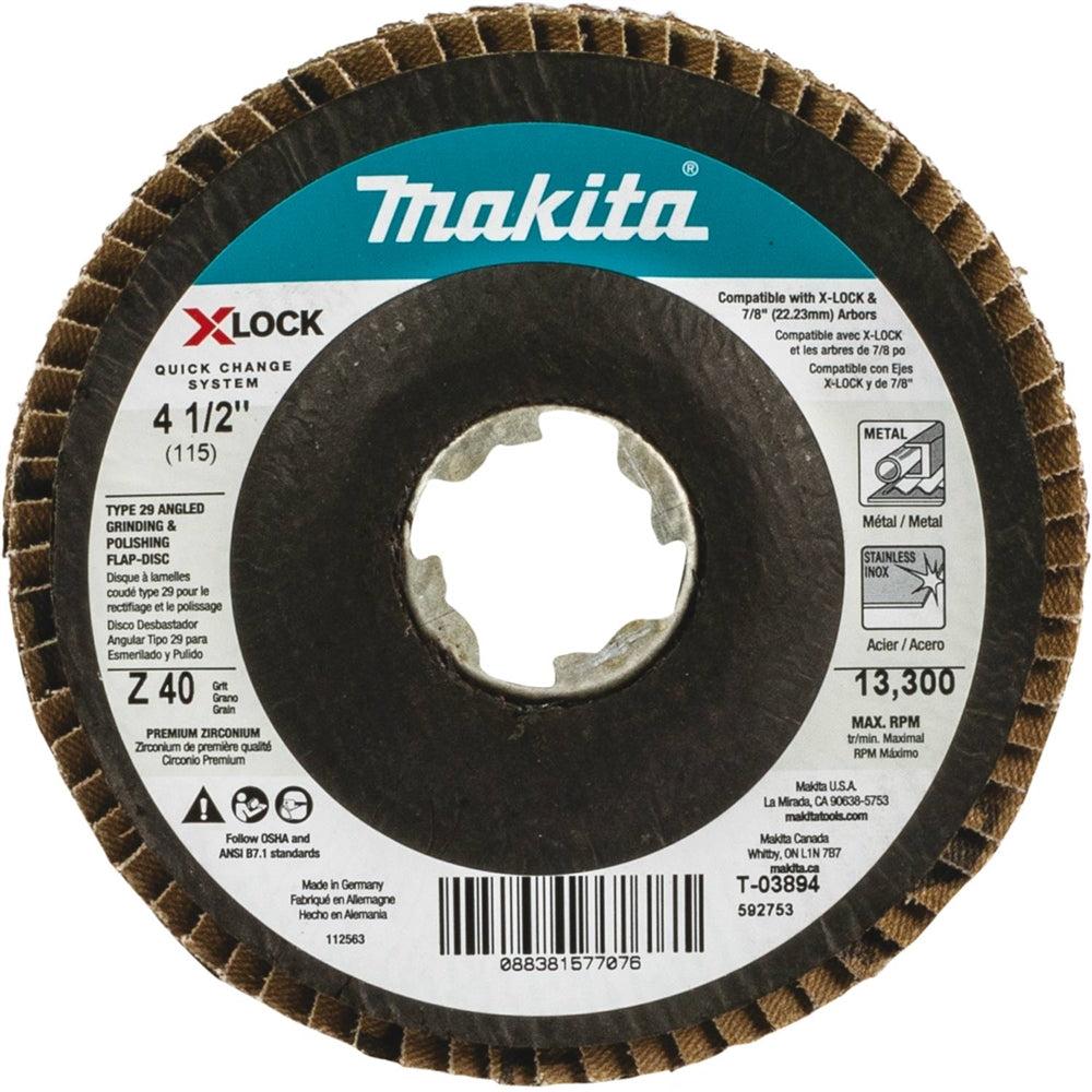 Makita T-03894 X-LOCK 4-1/2in. 40G Type 29 Flap Disc
