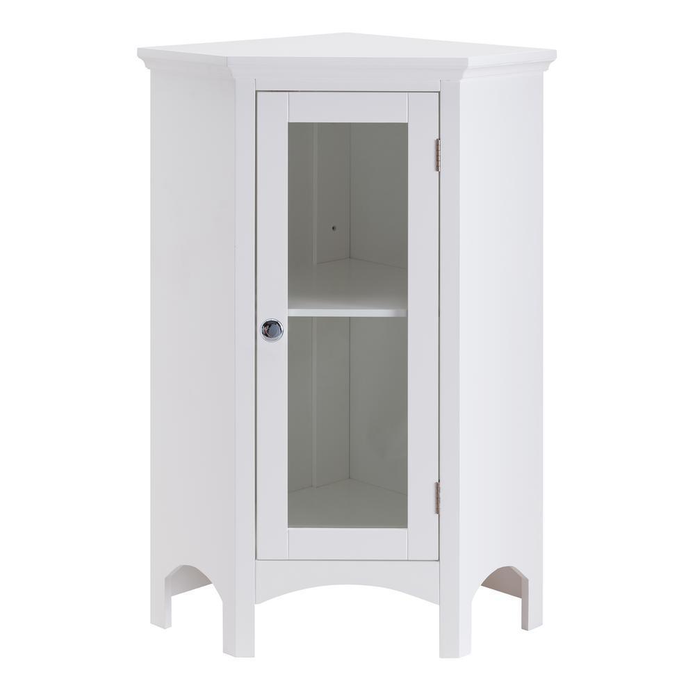 16 in. W x 31 in. H x 22 in. D Denali Corner Floor Cabinet Corner Shelf in White