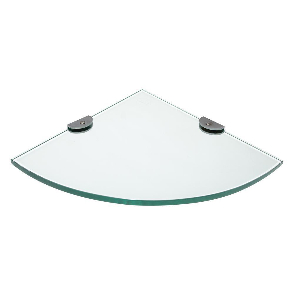Oval 10 in. x 10 in. Glass Corner Shelf in Silver