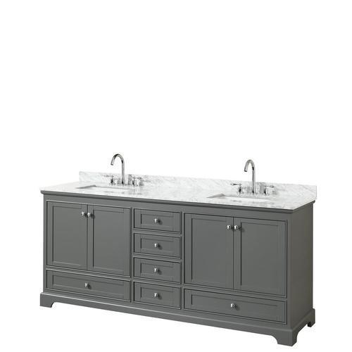 Wyndham Collection Deborah 80-in Dark Gray Double Sink Bathroom Vanity with White Carrara Natural Marble Top
