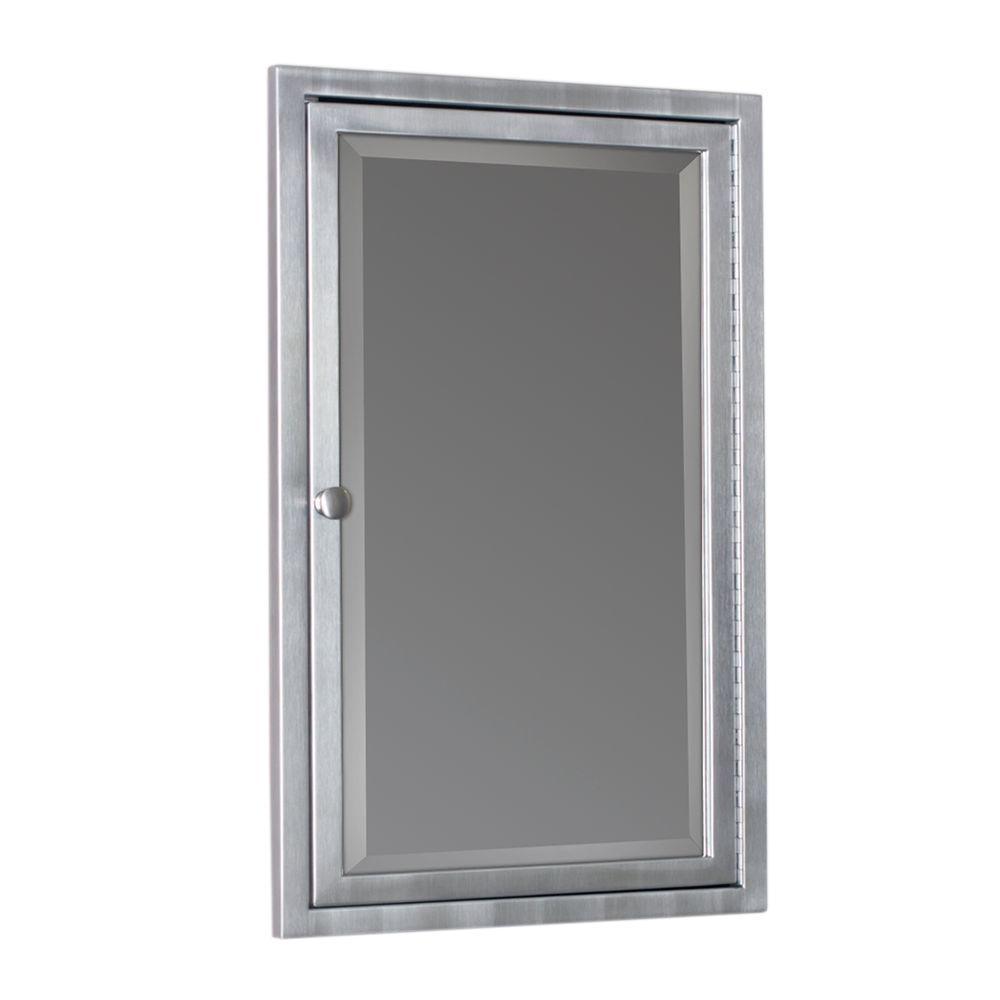 16 in. W x 26 in. H x 4-1/2 in. D Framed Single Door Stainless Steel Recessed Bathroom Medicine Cabinet in Brush Nickel
