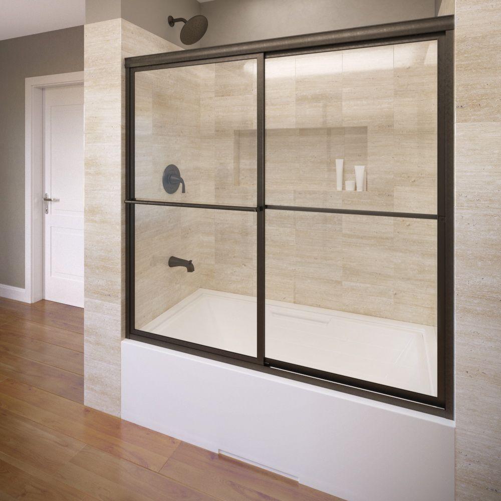 Deluxe 56 in. x 56 in. Framed Sliding Tub Door in Oil Rubbed Bronze