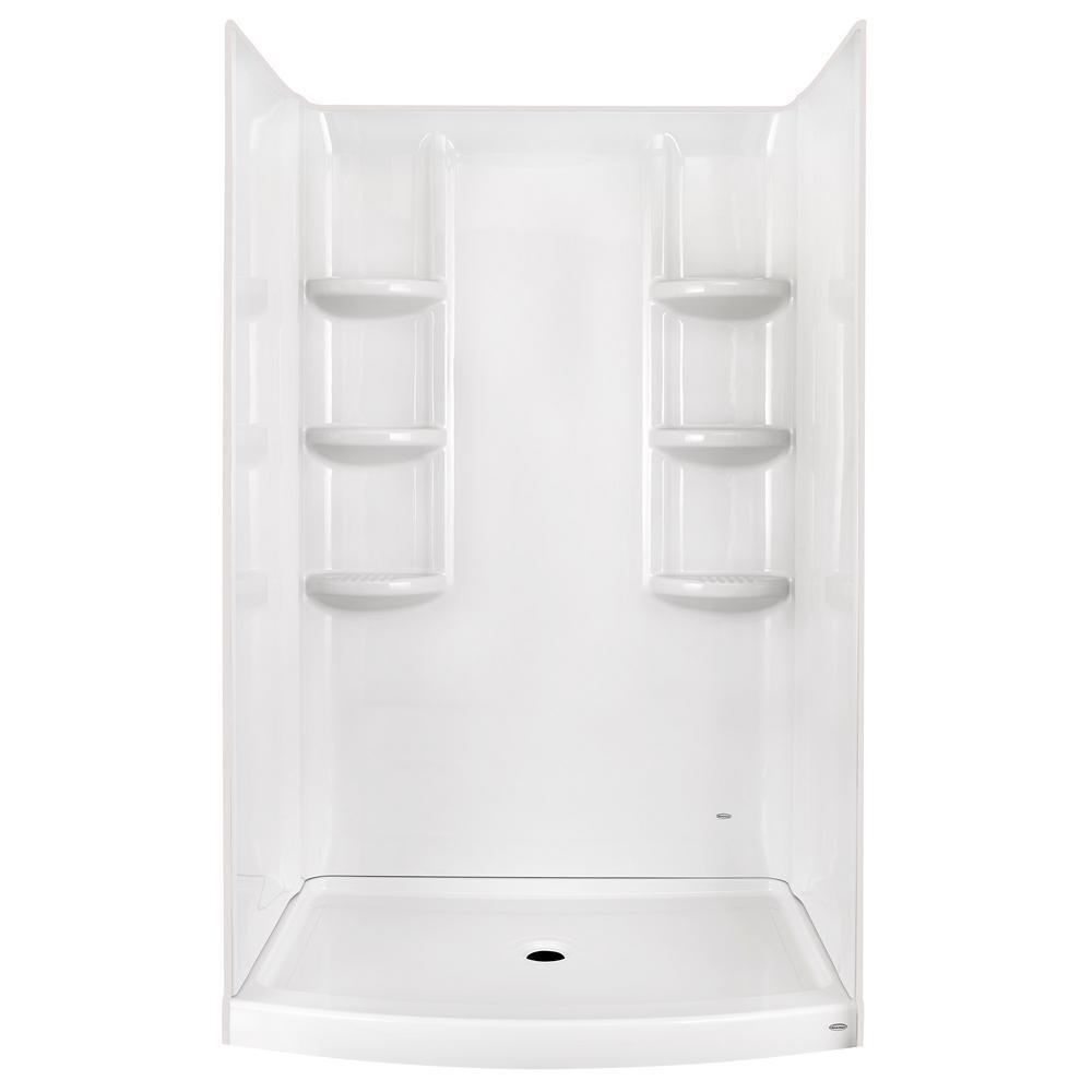 Ovation 30 in. x 48 in. 3-piece Direct-to-Stud Shower Wall in Arctic White