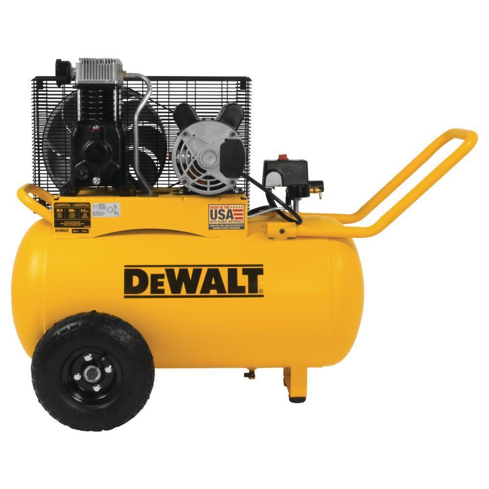 20 Gal. 200 PSI Oil Lubed Belt Drive Portable Horizontal Electric Air Compressor