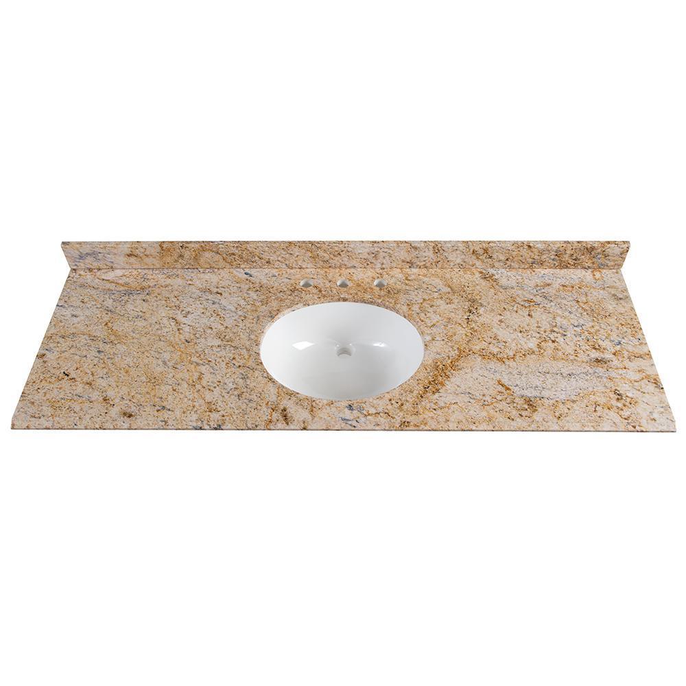 61 in. x 22 in. Stone Effects Vanity Top in Tuscan Sun with White Sink