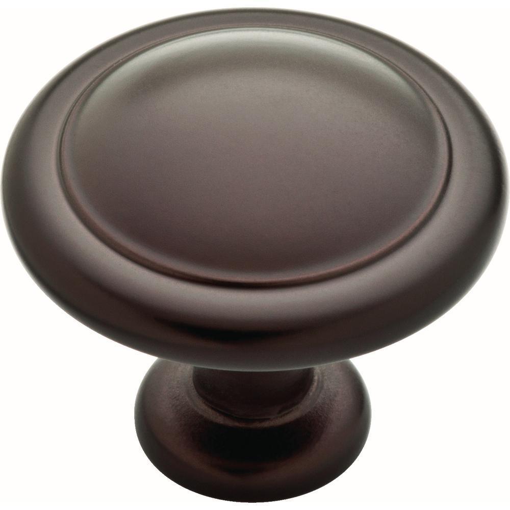 Essentials 1-1/4 in. (32 mm) Dark Oil Rubbed Bronze Round Ringed Cabinet Knob (25-Pack)