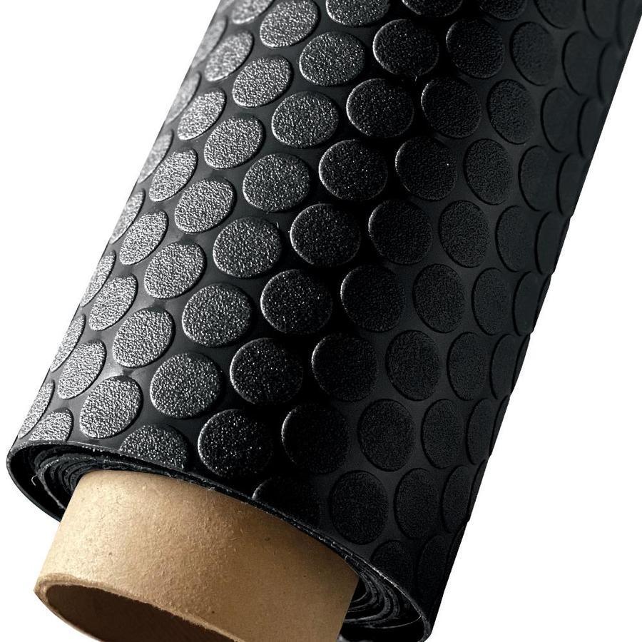 G-Floor Small Coin 7-1/2-ft x 17-ft Midnight Black Raised Coin Garage Floor Roll