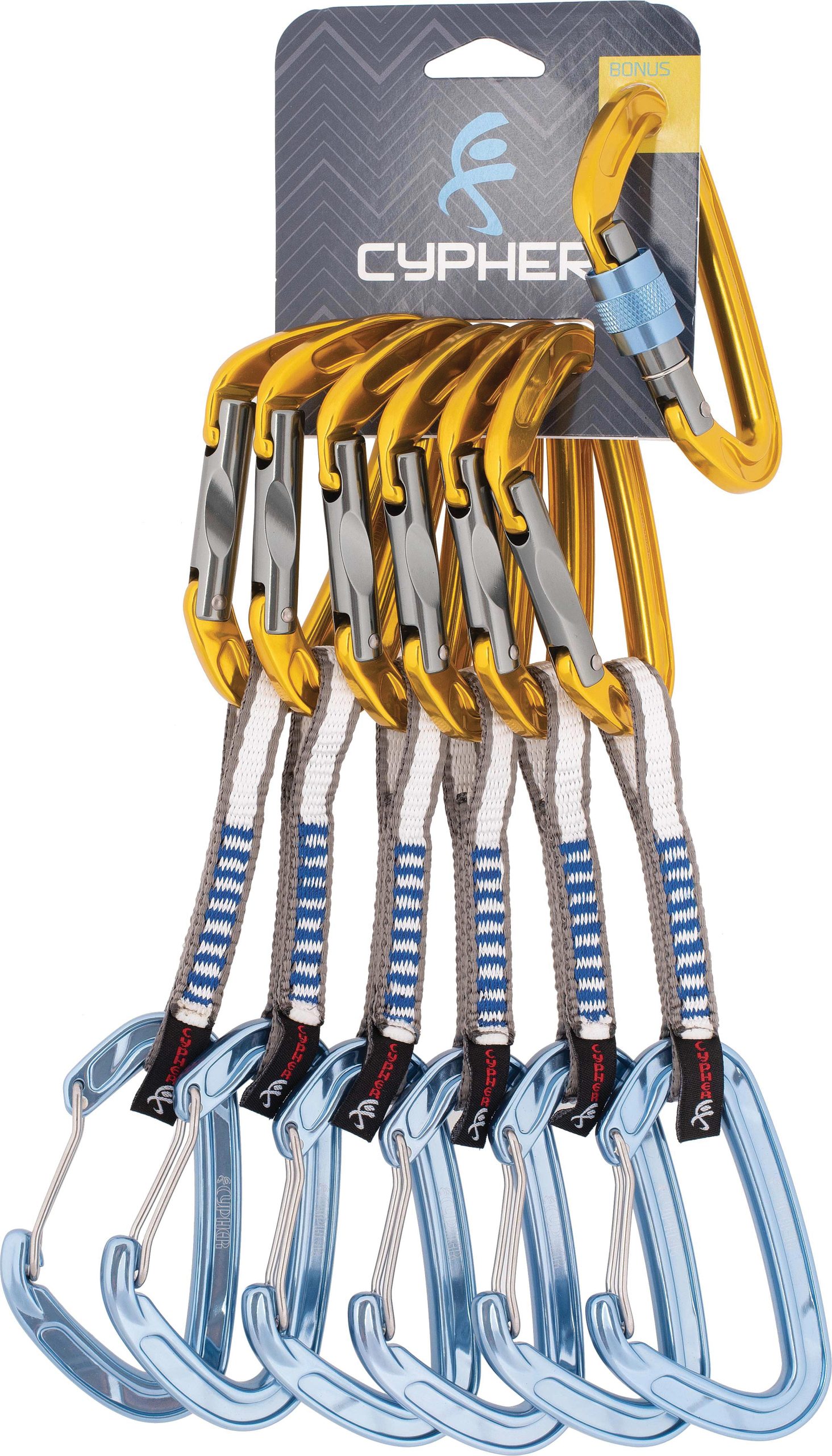 Cypher Cypher Echo Quickdraws - 11cm QD 6 Pack with Carabiners