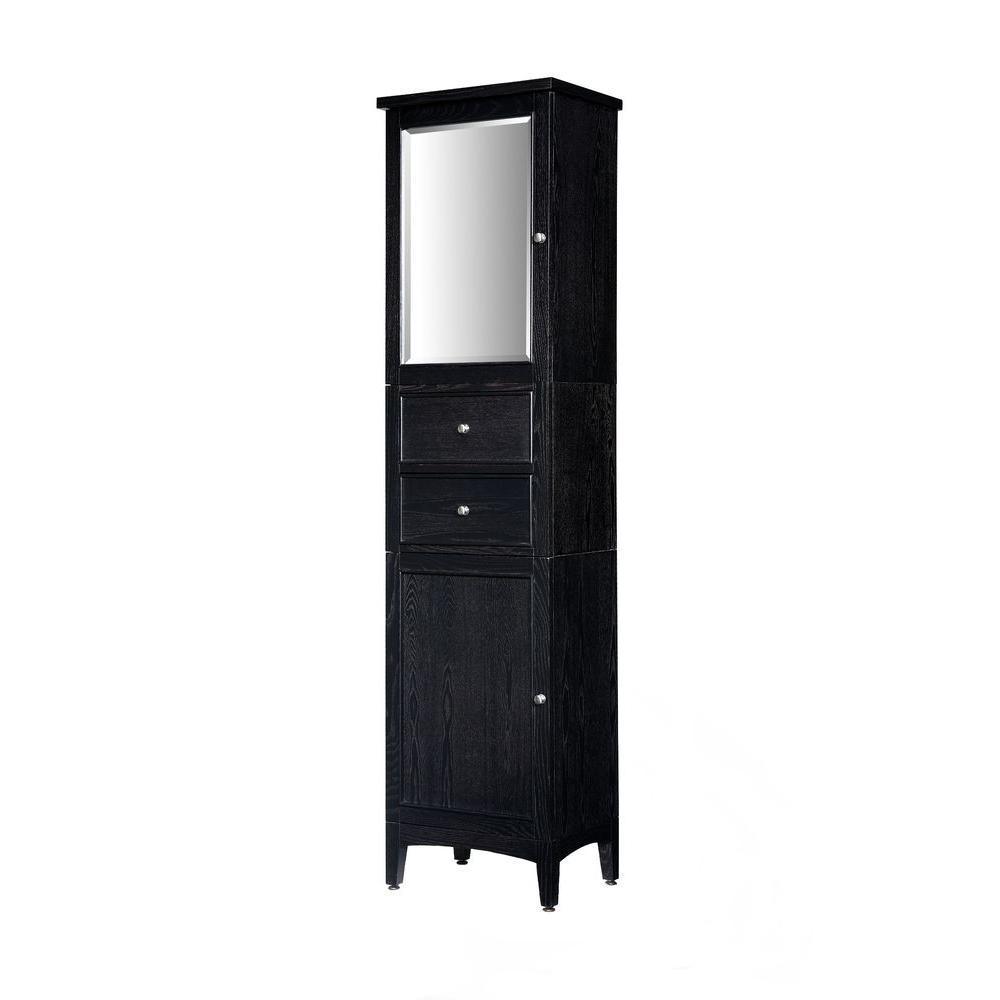 Kent 19 in. W x 75 in. H x 14 in. D Bathroom Linen Storage Tower Cabinet with Mirror in Brown Ebony