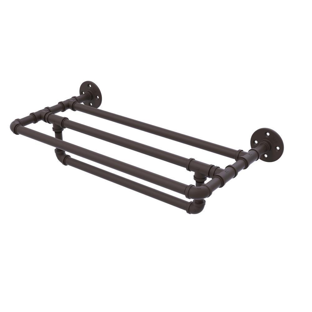 Pipeline Collection 36 in. Wall Mounted Towel Shelf with Towel Bar in Oil Rubbed Bronze