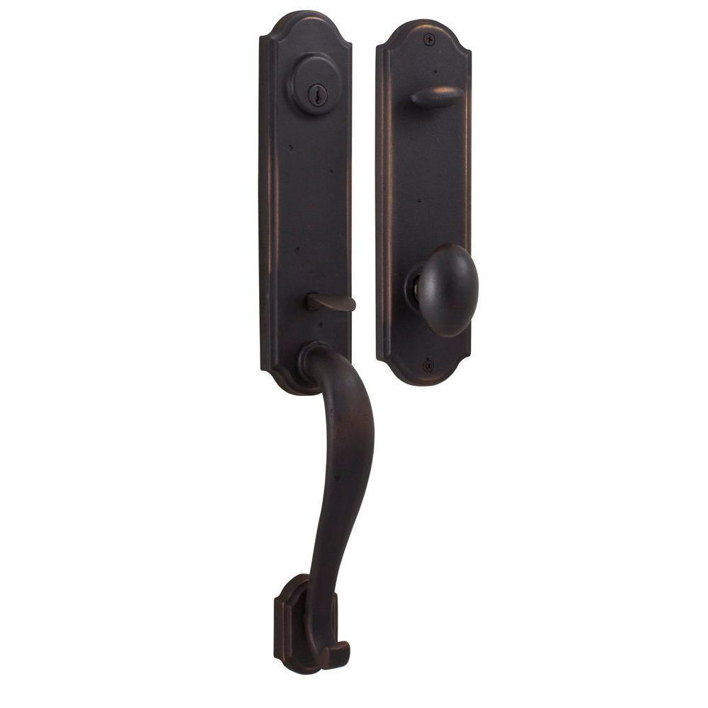 Molten Bronze Single Cylinder Oil-Rubbed Bronze Stonebriar Door Handleset with Durham Knob