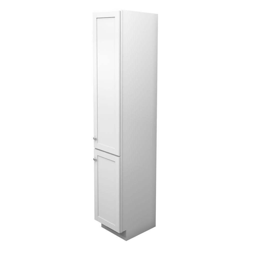 15 in. W x 88-1/2 in. H x 21 in. D Vanity Bathroom Linen Storage Tower Cabinet in Dove White