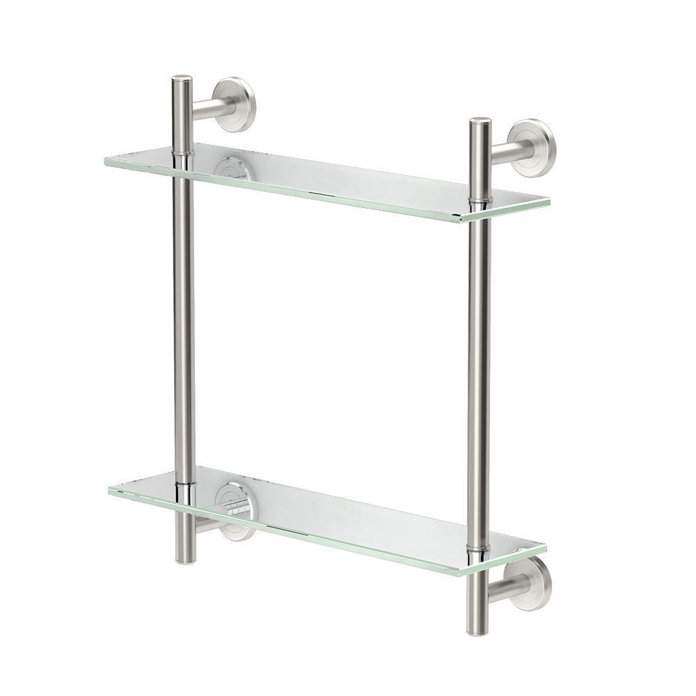 Latitude II 17 in. W 2-Tier Glass Shelf in Satin Nickel
