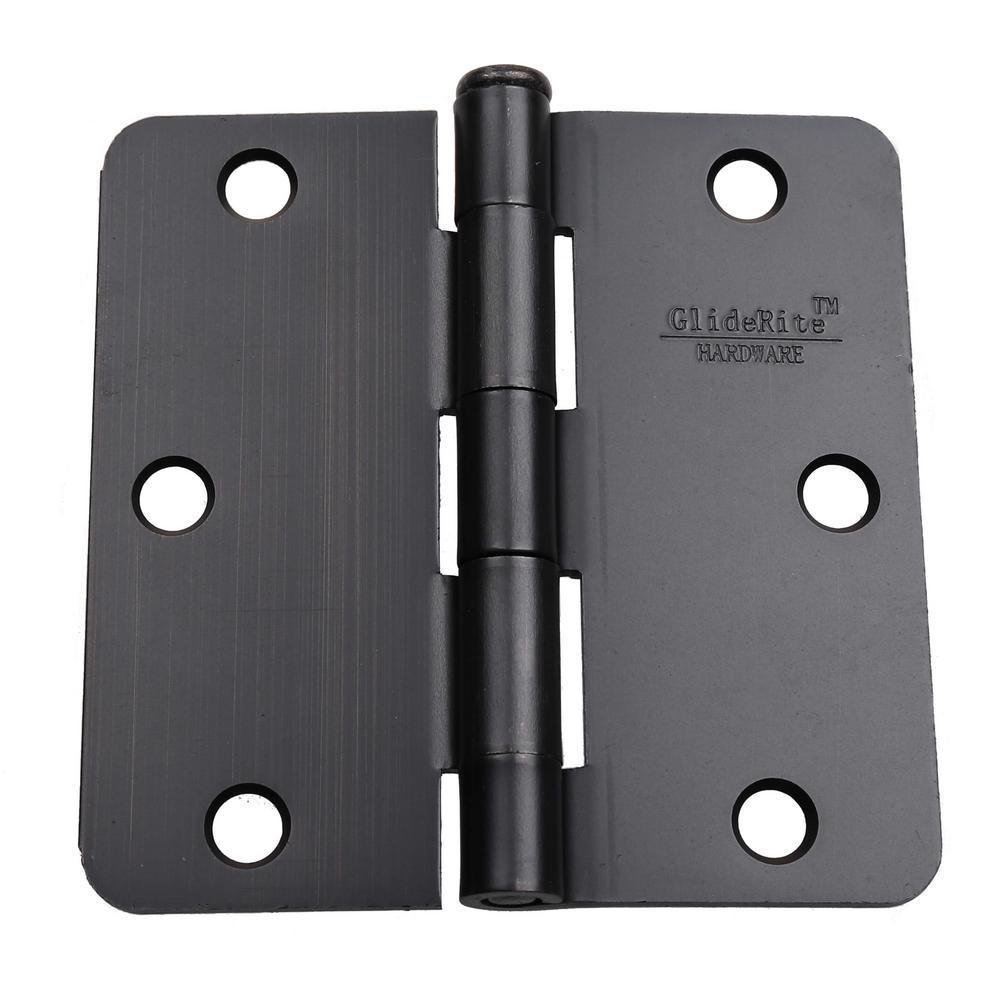 3-1/2 in. Oil Rubbed Bronze Steel Door Hinges 1/4 in. Corner Radius with Screws (48-Pack)