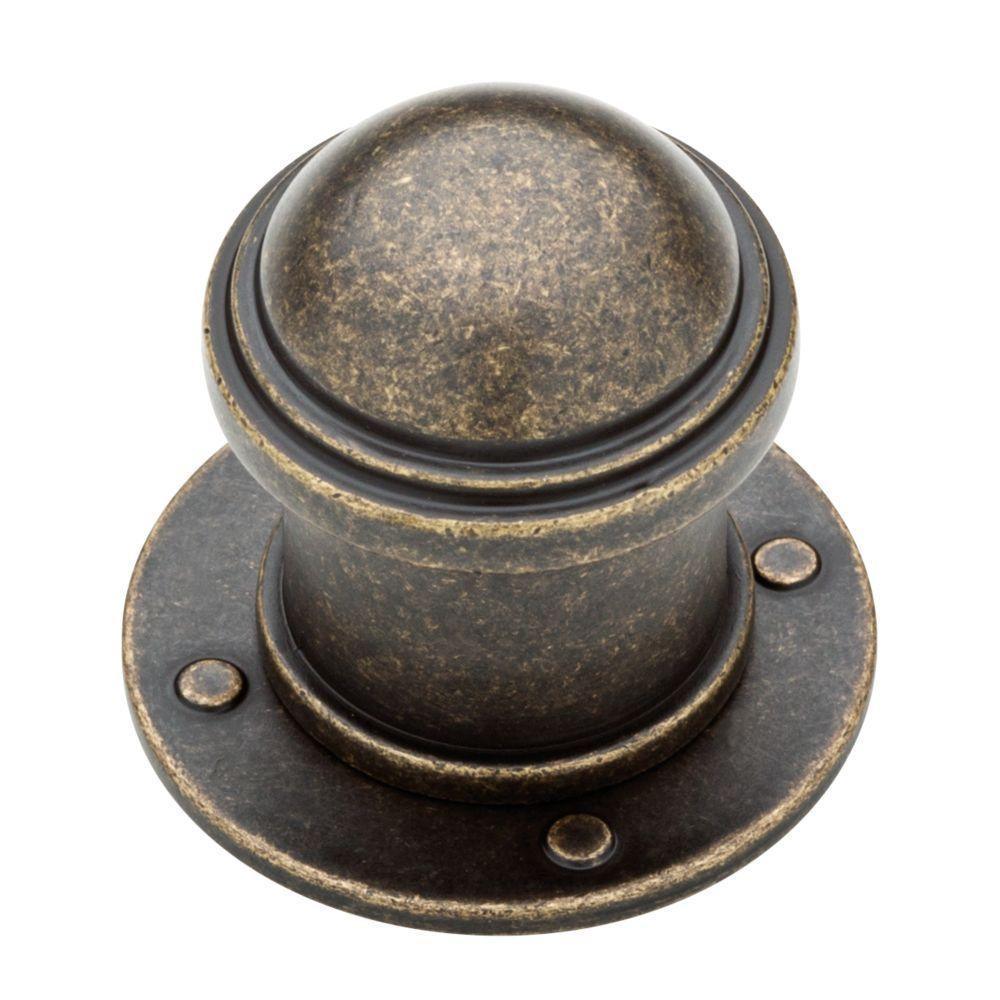 Industrial 1-1/2 in. (38mm) Burnished Antique Brass Round Cabinet Knob