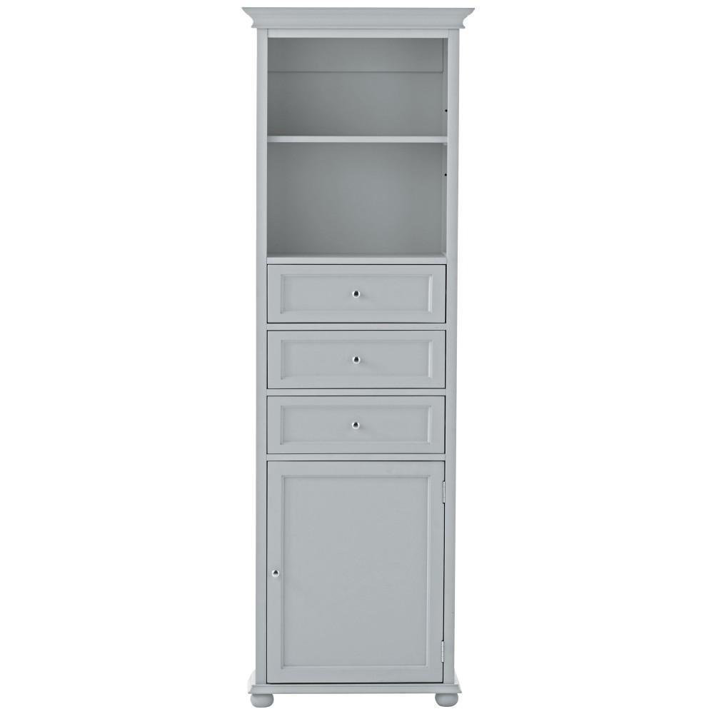 Hampton Harbor 22 in. W x 10 in. D x 67-1/2 in. H Linen Storage Cabinet in Dove Grey