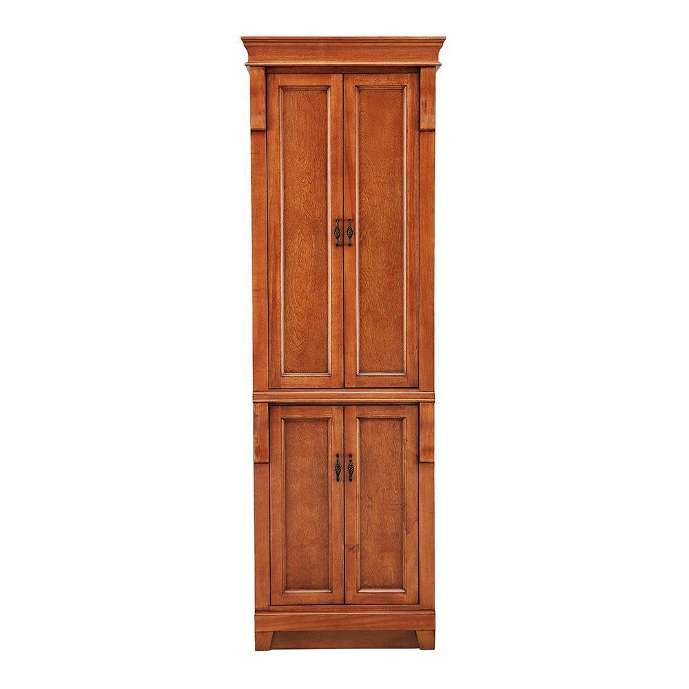 Naples 24 in. W x 17 in. D x 74 in. H Bathroom Linen Cabinet in Warm Cinnamon