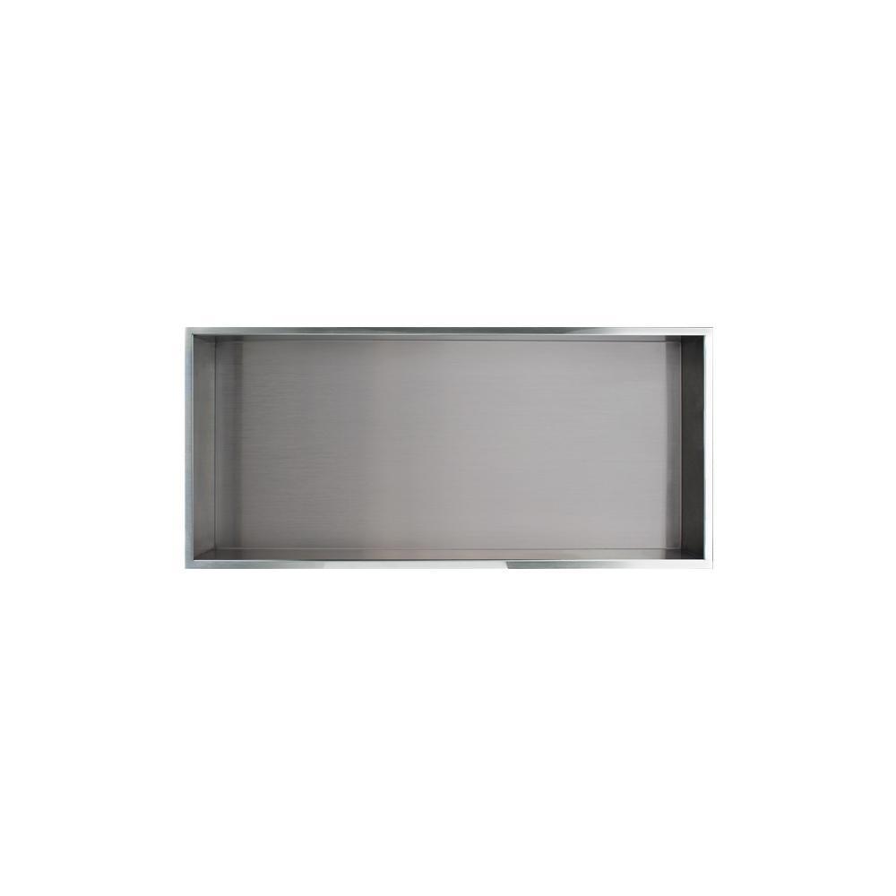 Storage Pod 34.5 in. x 14 in. 18-Gauge Stainless Steel Shower Niche