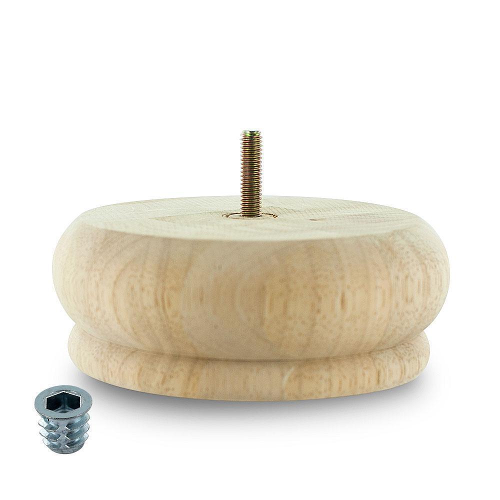 2 in. x 5-1/2 in. Unfinished Solid Hardwood Round Bun Foot